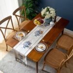 Embroidery Luxury Table Runner, Long White Dining Table Runner, Elegant Jacquard... - Image 3