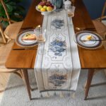 Embroidery Luxury Table Runner, Long White Dining Table Runner, Elegant Jacquard... - Image 4