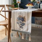 Embroidery Luxury Table Runner, Long White Dining Table Runner, Elegant Jacquard... - Image 5