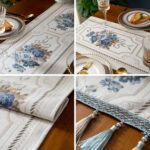 Embroidery Luxury Table Runner, Long White Dining Table Runner, Elegant Jacquard... - Image 6