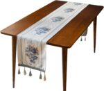 Embroidery Luxury Table Runner, Long White Dining Table Runner, Elegant Jacquard... - Image 10