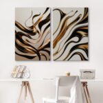 SIGNLEADER Canvas Print Wall Art Set Gold Metallic Flow Abstract Luxury 3D Effec... - Image 4