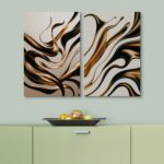 SIGNLEADER Canvas Print Wall Art Set Gold Metallic Flow Abstract Luxury 3D Effec... - Image 5