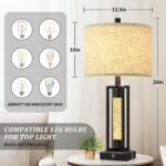 TOBUSA 26’’ Farmhouse Table Lamp for Living Room, Vintage Crystal Nightstand Lam... - Image 3