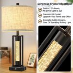 TOBUSA 26’’ Farmhouse Table Lamp for Living Room, Vintage Crystal Nightstand Lam... - Image 6