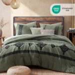 MaiRêve Embroidery Comforter Set, Boho Farmhouse Western Bedding Set, All Season... - Image 3