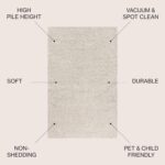 JONATHAN Y Mercer Shag Plush Cream Indoor Area Rug, 4x6, Contemporary, Modern, E... - Image 3
