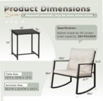 SUNCROWN 3 Piece Outdoor Rocking Bistro Set Black Wicker Furniture Porch Chairs ... - Image 10
