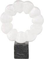 Deco 79 Marble Geometric Decorative Sculpture Floral Inspired Ring Home Decor St... - Image 3