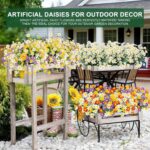 TURNMEON 8 Bundles Artificial Daisy Flowers for Outdoors Summer Decor, UV Resist... - Image 6