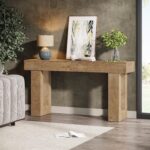 Tribesigns 63-Inch Long Console Table, Wooden Rectangular Sofa Table Behind The ... - Image 4