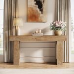Tribesigns 63-Inch Long Console Table, Wooden Rectangular Sofa Table Behind The ... - Image 5
