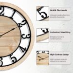 LEIKE 20 Inch Large Wall Clock - Rustic Wooden Silent Non-Ticking Wall Clock wit... - Image 3
