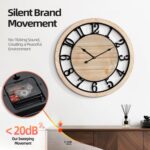 LEIKE 20 Inch Large Wall Clock - Rustic Wooden Silent Non-Ticking Wall Clock wit... - Image 4