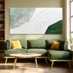 Hue7Art Contemporary Abstract Nature-Inspired Canvas Wall Art with White Flowing... - Image 4