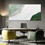 Hue7Art Contemporary Abstract Nature-Inspired Canvas Wall Art with White Flowing... - Image 6