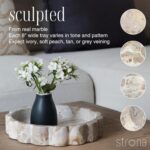 Beige Scalloped Marble Tray - 8 Inch Round Stone Vanity Tray for Perfume & Jewel... - Image 3