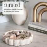 Beige Scalloped Marble Tray - 8 Inch Round Stone Vanity Tray for Perfume & Jewel... - Image 6
