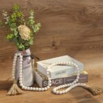 58in Wood Bead Garland with Tassels, Farmhouse Rustic Country Decor Prayer Boho ... - Image 5