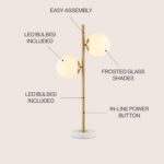 JONATHAN Y 28" Brass Gold 2-Light Art Deco LED Table Lamp, Coastal Vintage Iron ... - Image 3