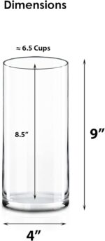 CYS Excel Clear Glass Cylinder Vase (H:9" D:4") Flower Vase Centerpieces Hurrica... - Image 3