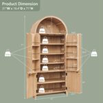 IFGET 71" Tall Arched Kitchen Pantry, Modern Fluted Wood Storage Cabinet with Do... - Image 3