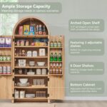 IFGET 71" Tall Arched Kitchen Pantry, Modern Fluted Wood Storage Cabinet with Do... - Image 5