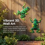 2 PCS Metal Frog Wall Decor, 3D Outdoor Wall Art Sculptures, Iron Animal Hanging... - Image 4