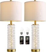 Oneach 27.75” Table Lamps Set of 2, Gold Modern Bedside Lamp with LED Night Ligh... - Image 8