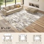 Area Rugs 8x10 Living Room: Washable Large Abstract Modern Neutral Soft Rug Stai... - Image 3