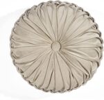 Lush Decor Round Pleated Soft Velvet Decorative Throw Pillow, 1 Count, 15" Diame... - Image 4