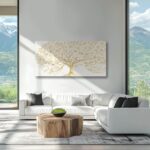 GAIDUOMAI Modern Abstract Tree Painting on White Background Gold Minimalist Art ... - Image 3