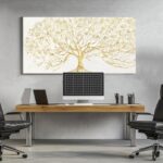 GAIDUOMAI Modern Abstract Tree Painting on White Background Gold Minimalist Art ... - Image 5
