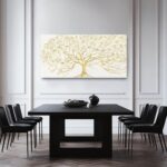 GAIDUOMAI Modern Abstract Tree Painting on White Background Gold Minimalist Art ... - Image 6