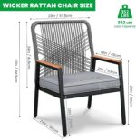 LIFERUN 2-Piece Patio Armchairs Set, Wide Outdoor Rattan Chairs (21in Seat Width... - Image 4