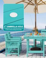 SERWALL 7-Piece Patio Table Set, Outdoor HDPE Dining Furniture with Umbrella Hol... - Image 3