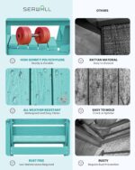 SERWALL 7-Piece Patio Table Set, Outdoor HDPE Dining Furniture with Umbrella Hol... - Image 6