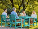 SERWALL 7-Piece Patio Table Set, Outdoor HDPE Dining Furniture with Umbrella Hol... - Image 8