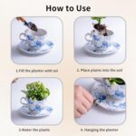 TEATALK Hanging Planters for Indoor Plants, Ceramic Pots with Drainage Hole, 6.3... - Image 3