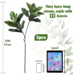 3 PCS 32" Faux Magnolia Stems Branches with 17 Leaves Artificial Greenery Long S... - Image 4