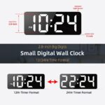 LED Digital Wall Clock with Large Display, Big Digits, Auto-Dimming, 12/24Hr For... - Image 3