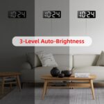 LED Digital Wall Clock with Large Display, Big Digits, Auto-Dimming, 12/24Hr For... - Image 4