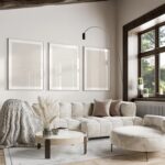 Beige Abstract Wall Art Pictures Set of 3 Boho Modern Canvas Wall Decor Neutral ... - Image 4