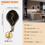 SD LUX Oversized Vintage LED Light Bulbs 5W, Medium Base E26, Giant Edison Bulb ... - Image 3