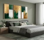 3 Pcs Emerald Green and Gold Canvas Wall Art Modern Luxury Abstract Minimalist N... - Image 6