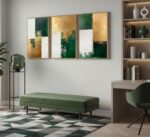 3 Pcs Emerald Green and Gold Canvas Wall Art Modern Luxury Abstract Minimalist N... - Image 7