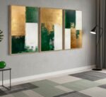3 Pcs Emerald Green and Gold Canvas Wall Art Modern Luxury Abstract Minimalist N... - Image 8