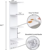LitaEther 4 Tier White Lack Shelf Vanity Wall Shelf with 10 Crystal Hooks - Mult... - Image 4