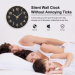 HZDHCLH Black Wall Clocks Battery Operated,12 inch Silent Non Ticking Modern Clo... - Image 4