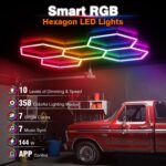 RGB Hexagon Garage Lights, Music Sync LED Hexagon Lights for Gaming Room, Smart ... - Image 3